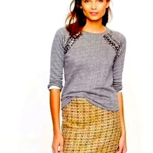 J. CREW factory metallic tweed, fully lined mini skirt in excellent condition, 4